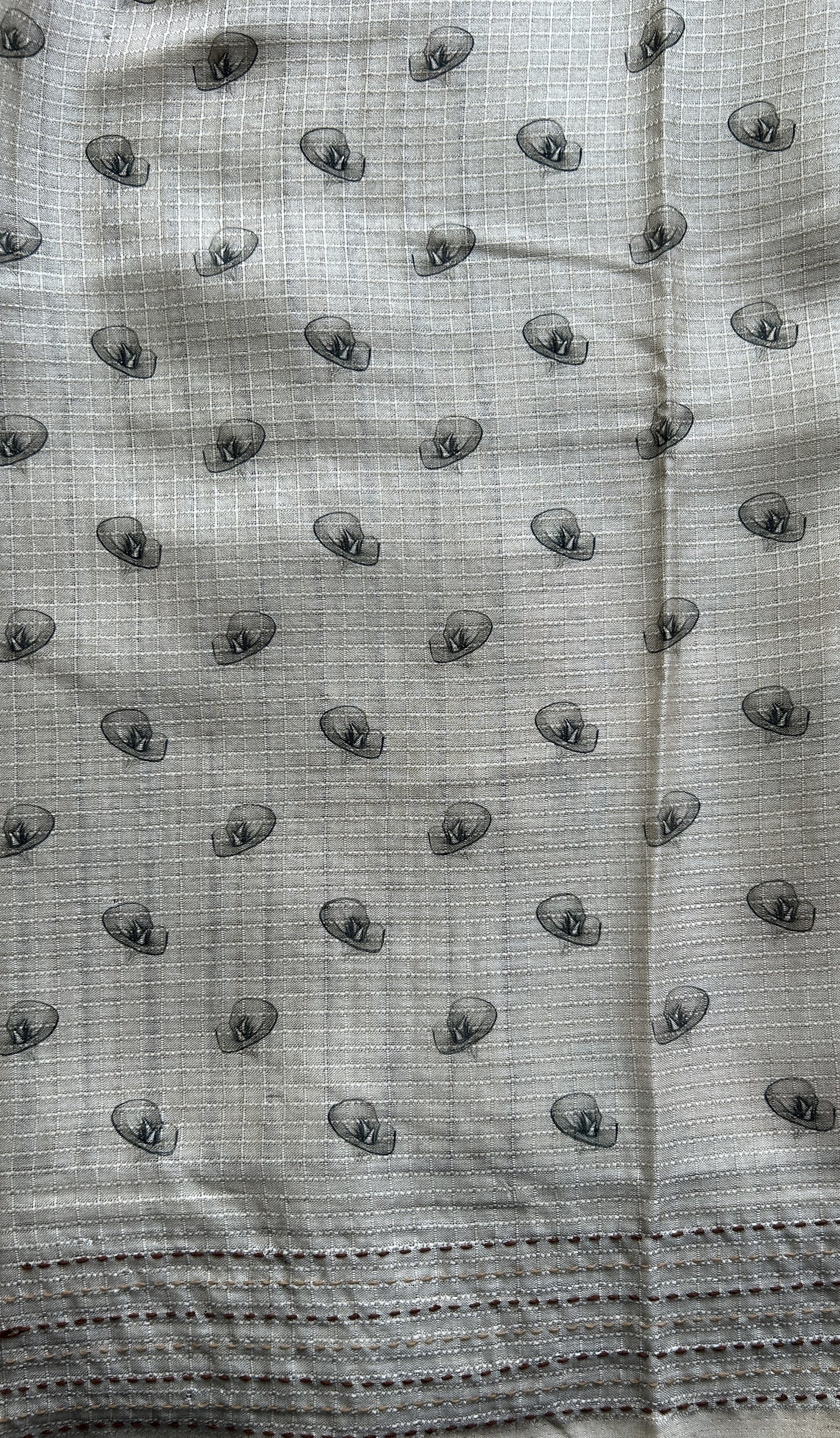 Semi Tussar Saree Light Olive Green Colored complemented with a Thread Embroidery Border. - Sampradaya Designer Studio