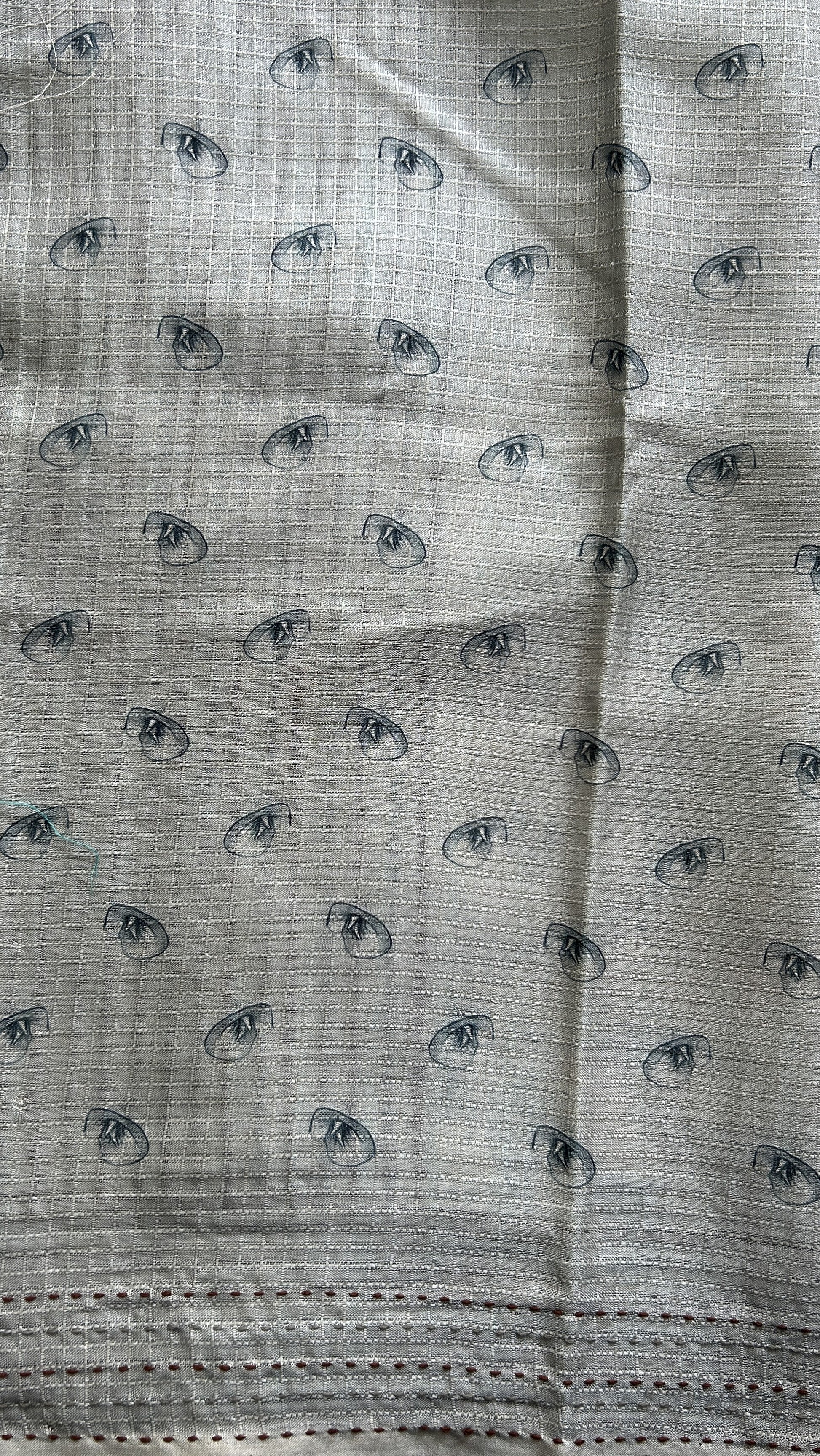 Semi Tussar Saree Light Blue Colored complemented with a Thread Embroidery Border. - Sampradaya Designer Studio