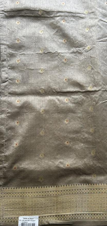 Semi Raw Silk Saree Blue Colored Elegantly Paired with a Zari Border. - Sampradaya Designer Studio