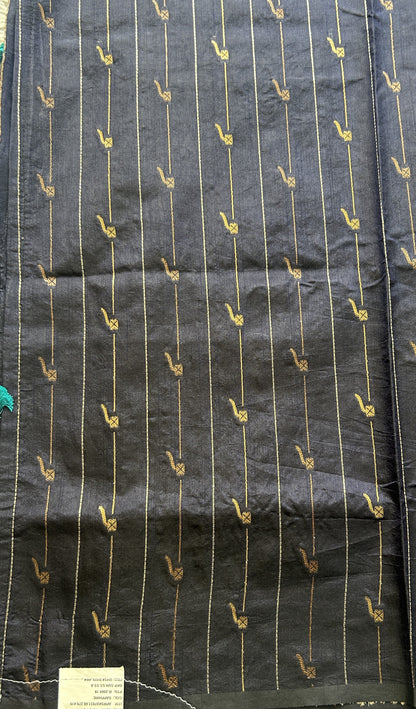 Semi Raw Silk Saree Rama Green Colored Elegantly Paired with a Zari Border. - Sampradaya Designer Studio