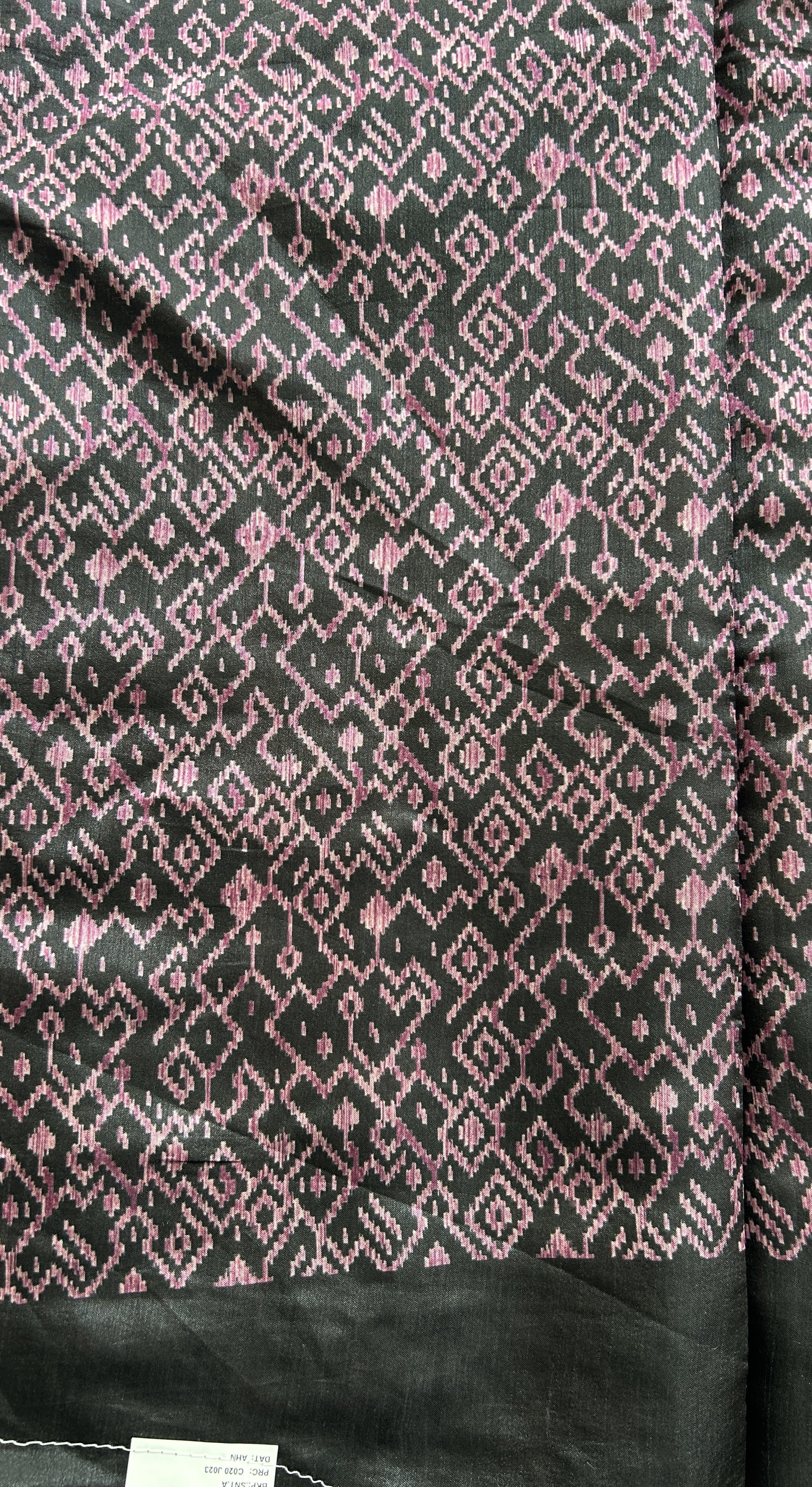 Semi Tussar Saree Black Colored complemented with a Lilac Thread Embroidery Border. - Sampradaya Designer Studio