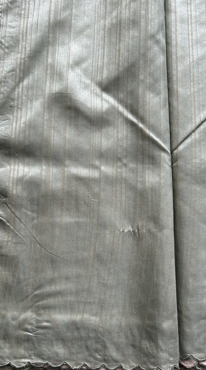 Semi Tussar Saree Green Colored complemented with a Scallop Border. - Sampradaya Designer Studio