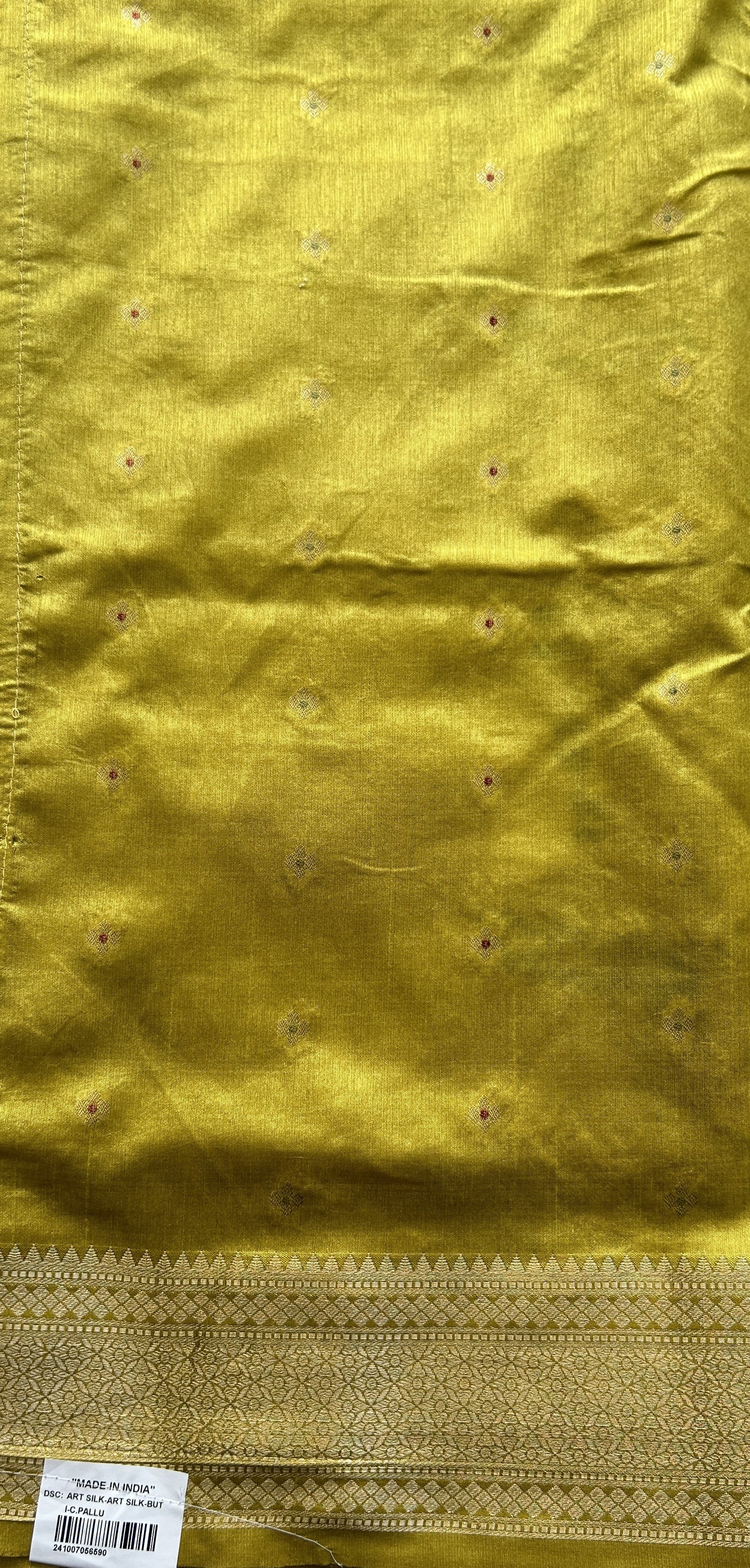 Semi Raw Silk Saree Dark Green Colored Elegantly Paired with a Zari Border. - Sampradaya Designer Studio