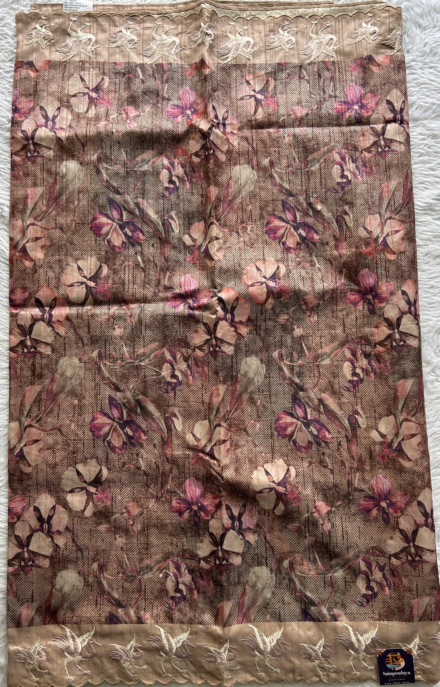 Semi Tussar Saree Pastel Brown Colored complemented with a Scallop Border. - Sampradaya Designer Studio