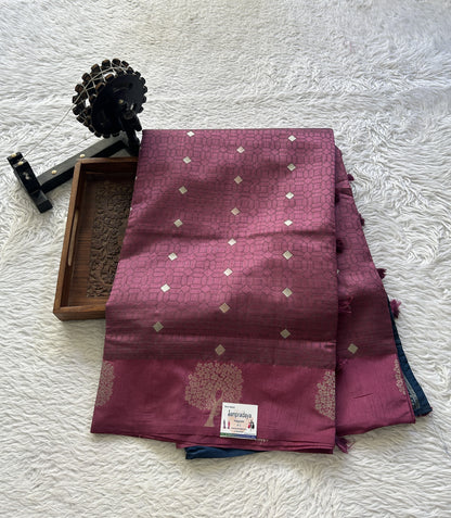 Semi Tussar Saree Dusty Pink Colored complemented with a Buti Border. - Sampradaya Designer Studio