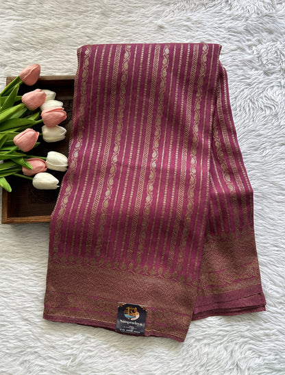 Semi Georgette Saree Onion Pink Colored Complemented with a Zari Border. - Sampradaya Designer Studio