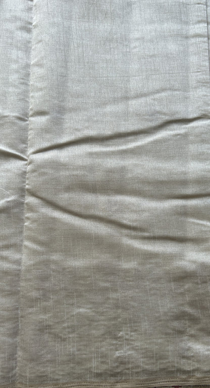 Semi Tussar Saree Cream Colored complemented with a Embroidered Scallop Border. - Sampradaya Designer Studio