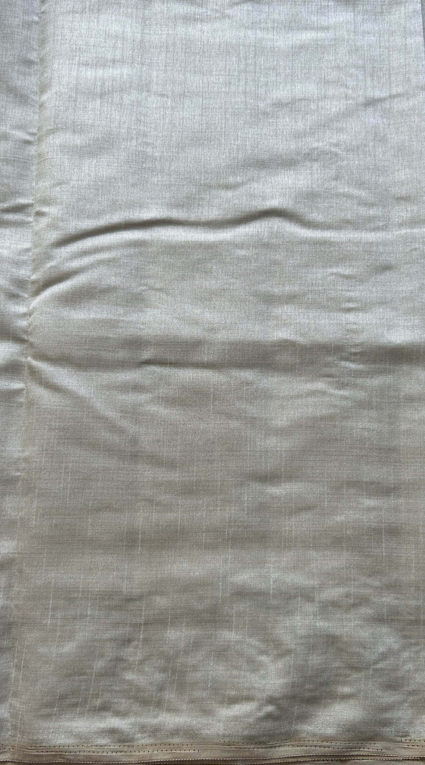 Semi Tussar Saree Pearl Colored complemented with a Embroidered Scallop Border. - Sampradaya Designer Studio