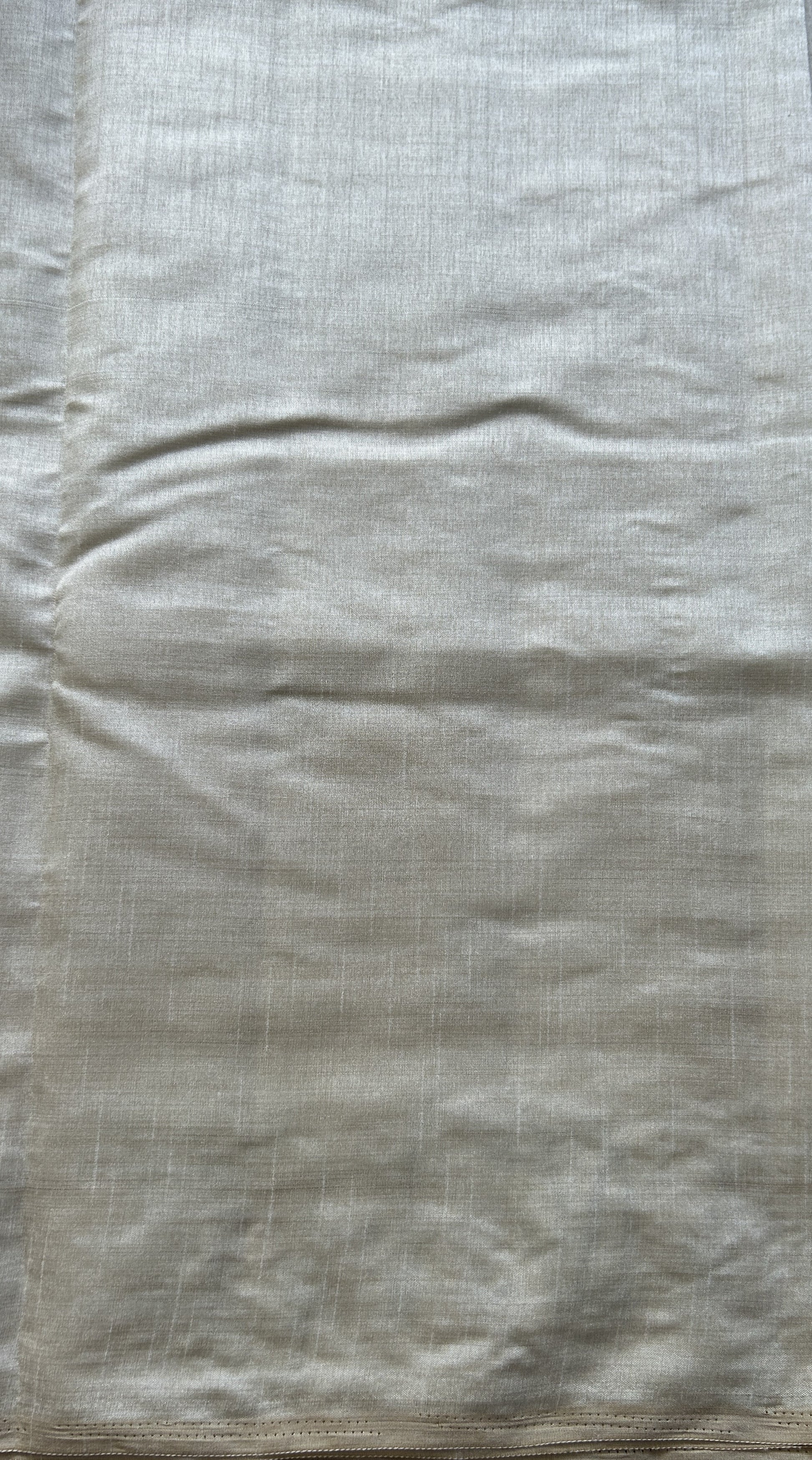 Semi Tussar Saree Pearl Colored complemented with a Embroidered Scallop Border. - Sampradaya Designer Studio