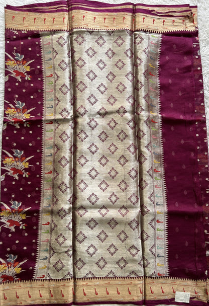 Silk kota Saree Dark Pink color complemented with a Muniya Border. - Sampradaya Designer Studio