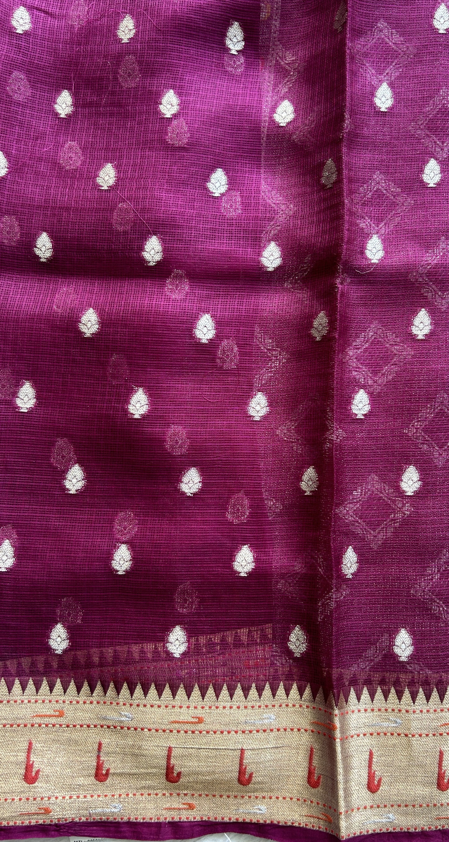 Silk kota Saree Dark Pink color complemented with a Muniya Border. - Sampradaya Designer Studio