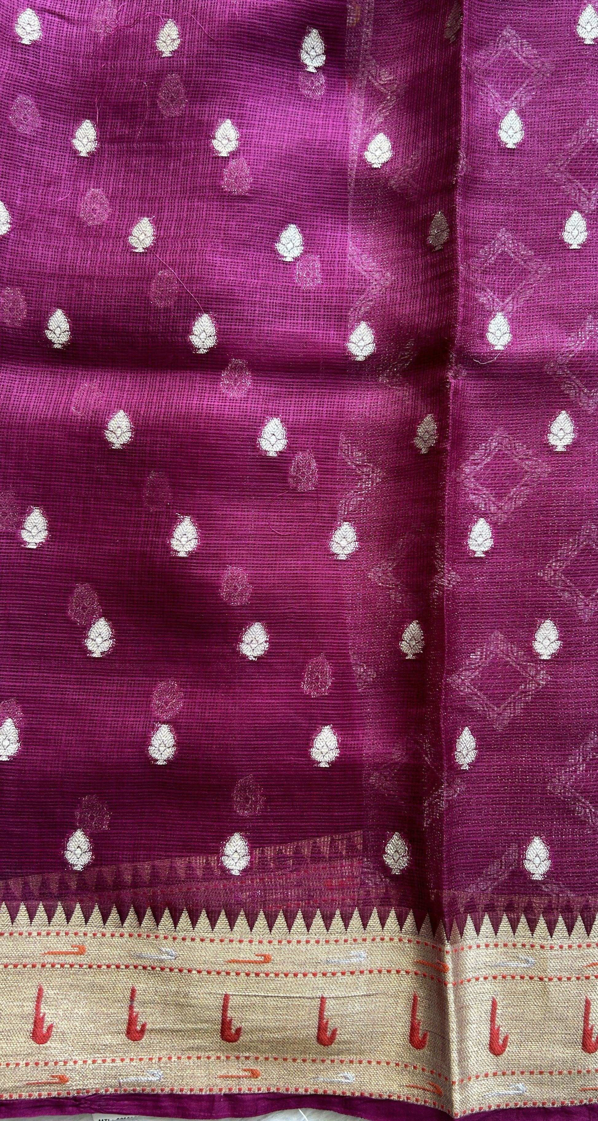 Silk kota Saree Dark Pink color complemented with a Muniya Border. - Sampradaya Designer Studio