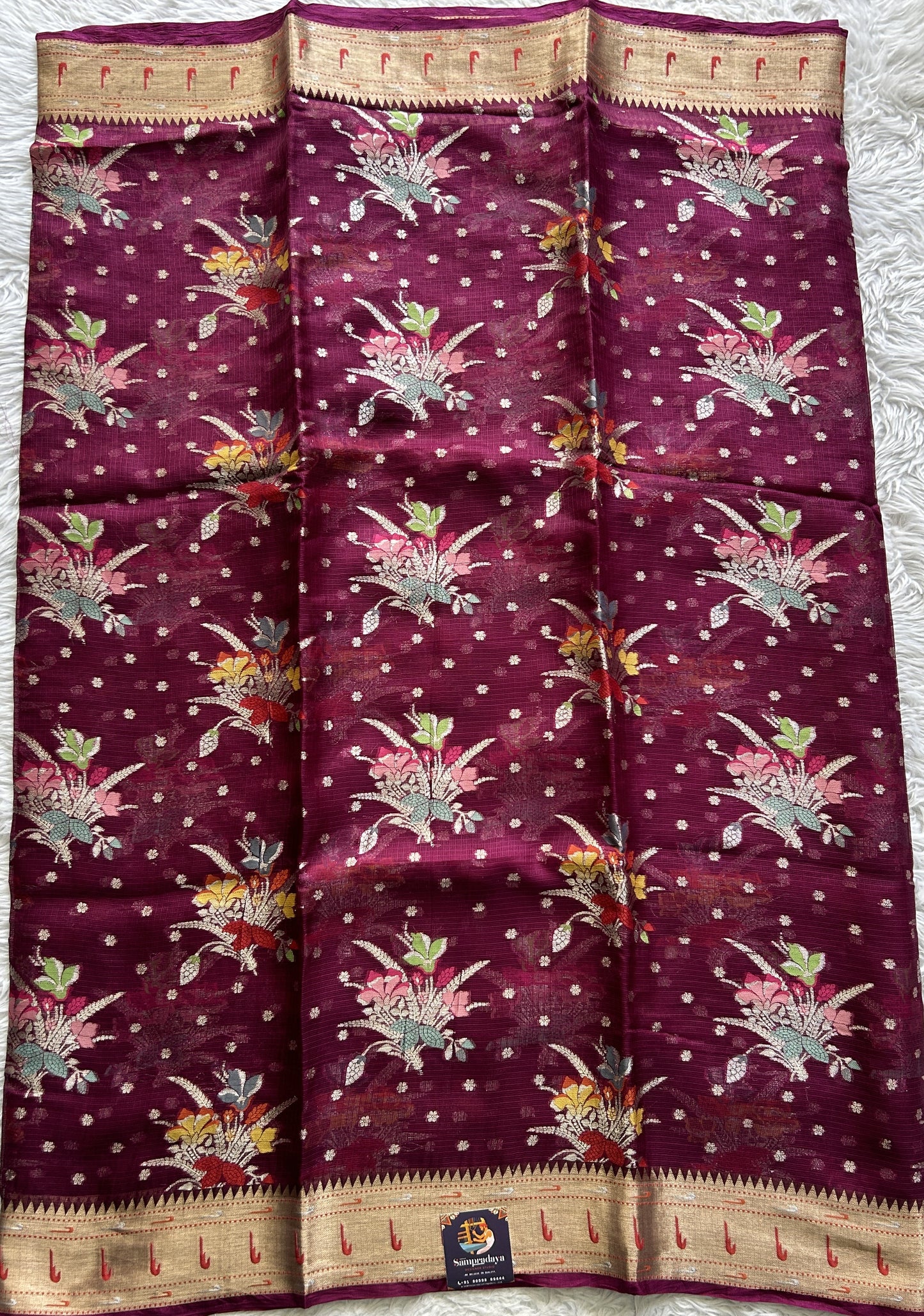 Silk kota Saree Dark Pink color complemented with a Muniya Border. - Sampradaya Designer Studio