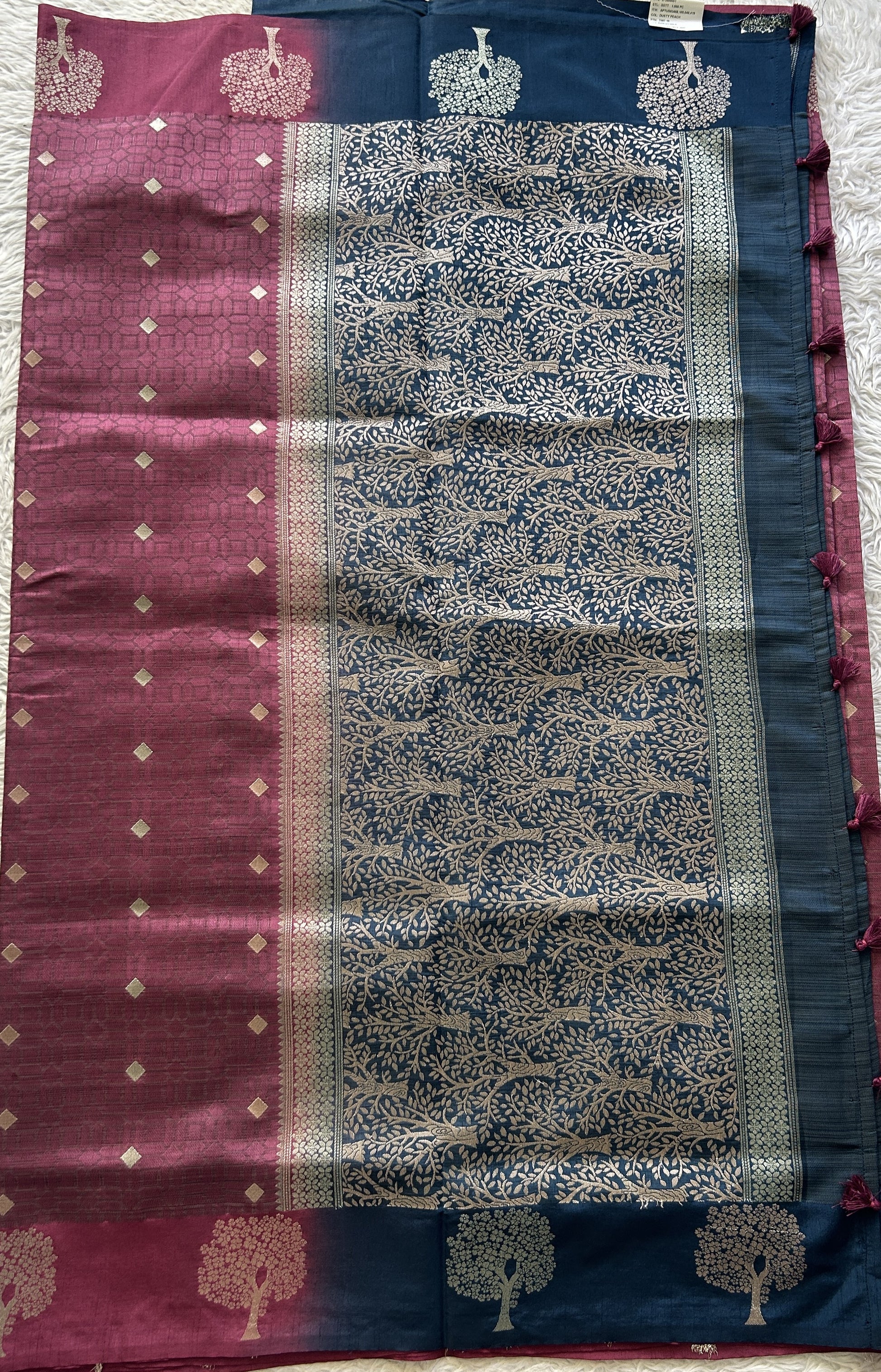 Semi Tussar Saree Dusty Pink Colored complemented with a Buti Border. - Sampradaya Designer Studio