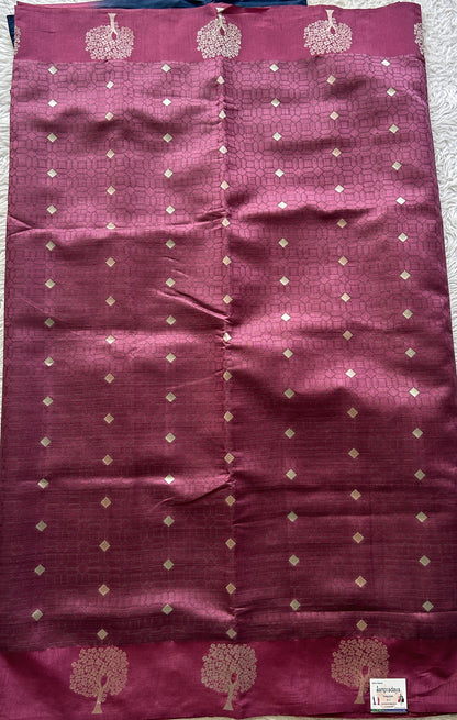 Semi Tussar Saree Dusty Pink Colored complemented with a Buti Border. - Sampradaya Designer Studio
