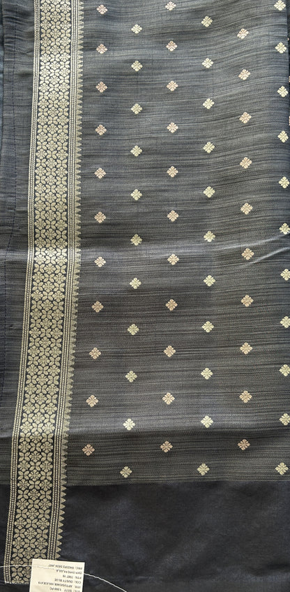 Semi Tussar Saree Teal Green Colored complemented with a Buti Border. - Sampradaya Designer Studio