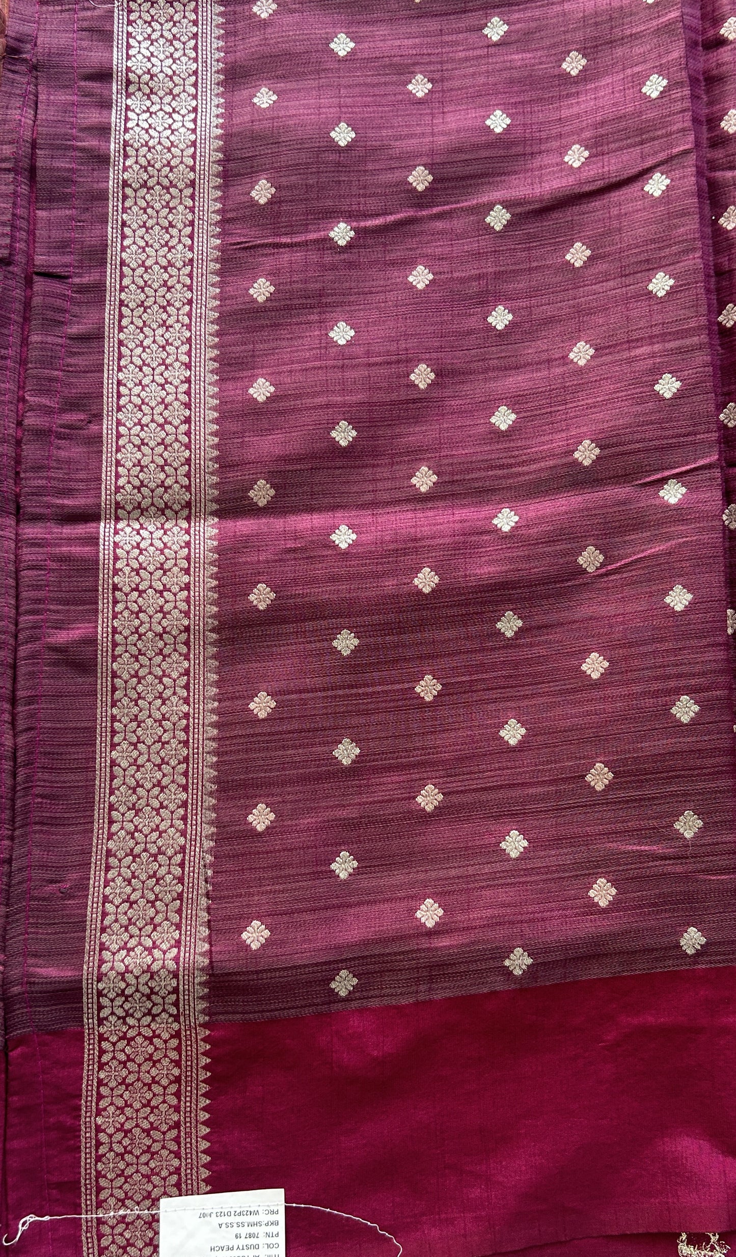 Semi Tussar Saree Rust Colored complemented with a Buti Border. - Sampradaya Designer Studio