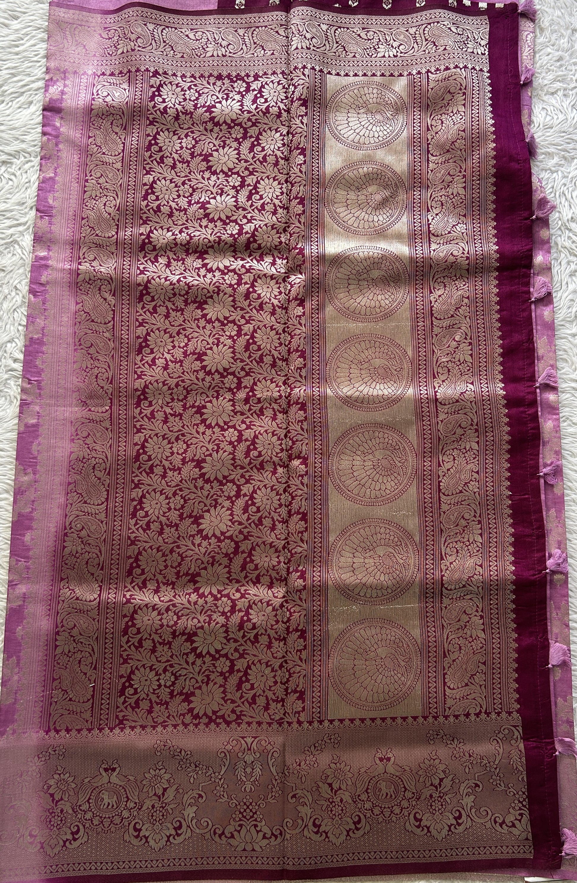 Semi Raw Silk Allover Saree Baby Pink Colored Elegantly Paired with a Zari Border. - Sampradaya Designer Studio