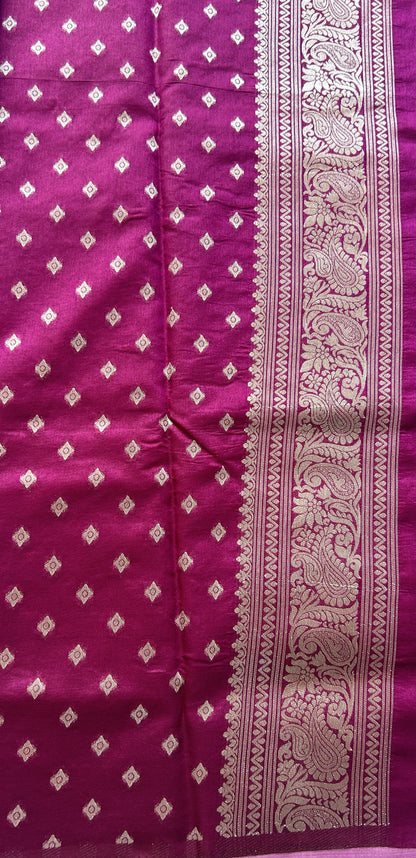 Semi Raw Silk Allover Saree Baby Pink Colored Elegantly Paired with a Zari Border. - Sampradaya Designer Studio