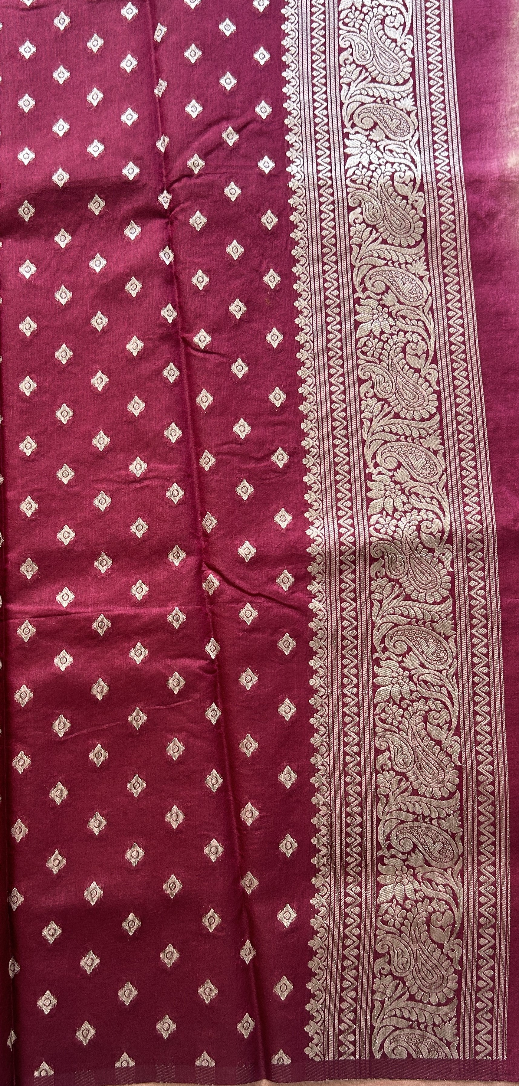 Semi Raw Silk Saree Light Onion Pink Colored Elegantly Paired with a Zari Border. - Sampradaya Designer Studio