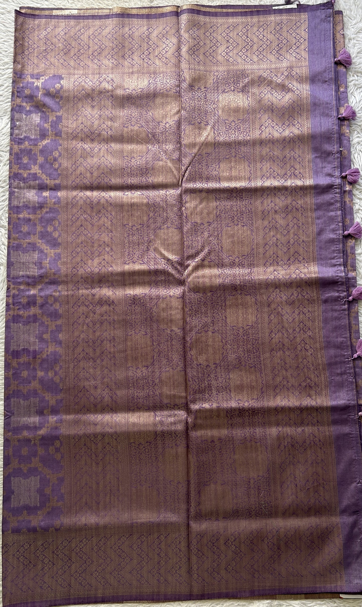 Semi Raw Silk Allover Saree Lavender Colored Elegantly Paired with a Zari Border. - Sampradaya Designer Studio