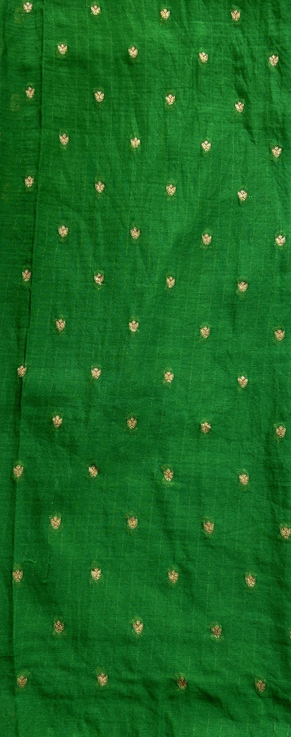 Semi Georgette Saree Green Colored Complemented with a Zari Border. - Sampradaya Designer Studio