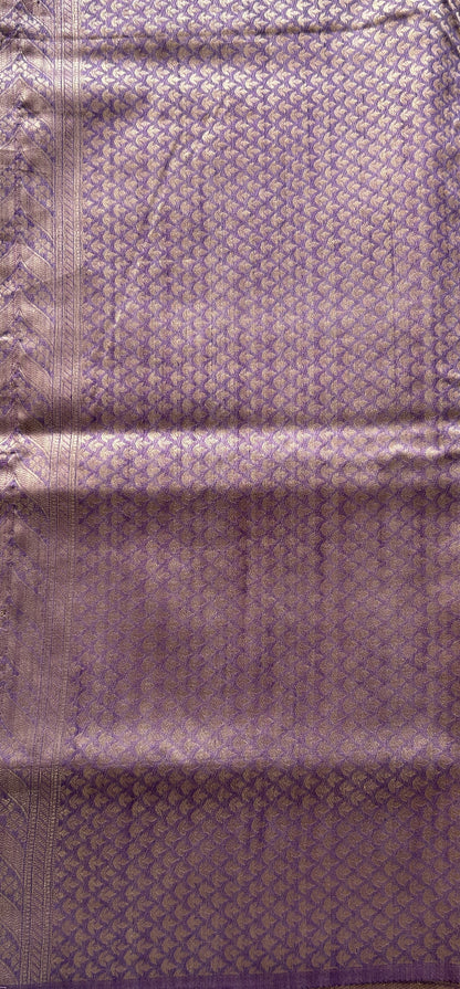 Semi Raw Silk Allover Saree Lavender Colored Elegantly Paired with a Zari Border. - Sampradaya Designer Studio