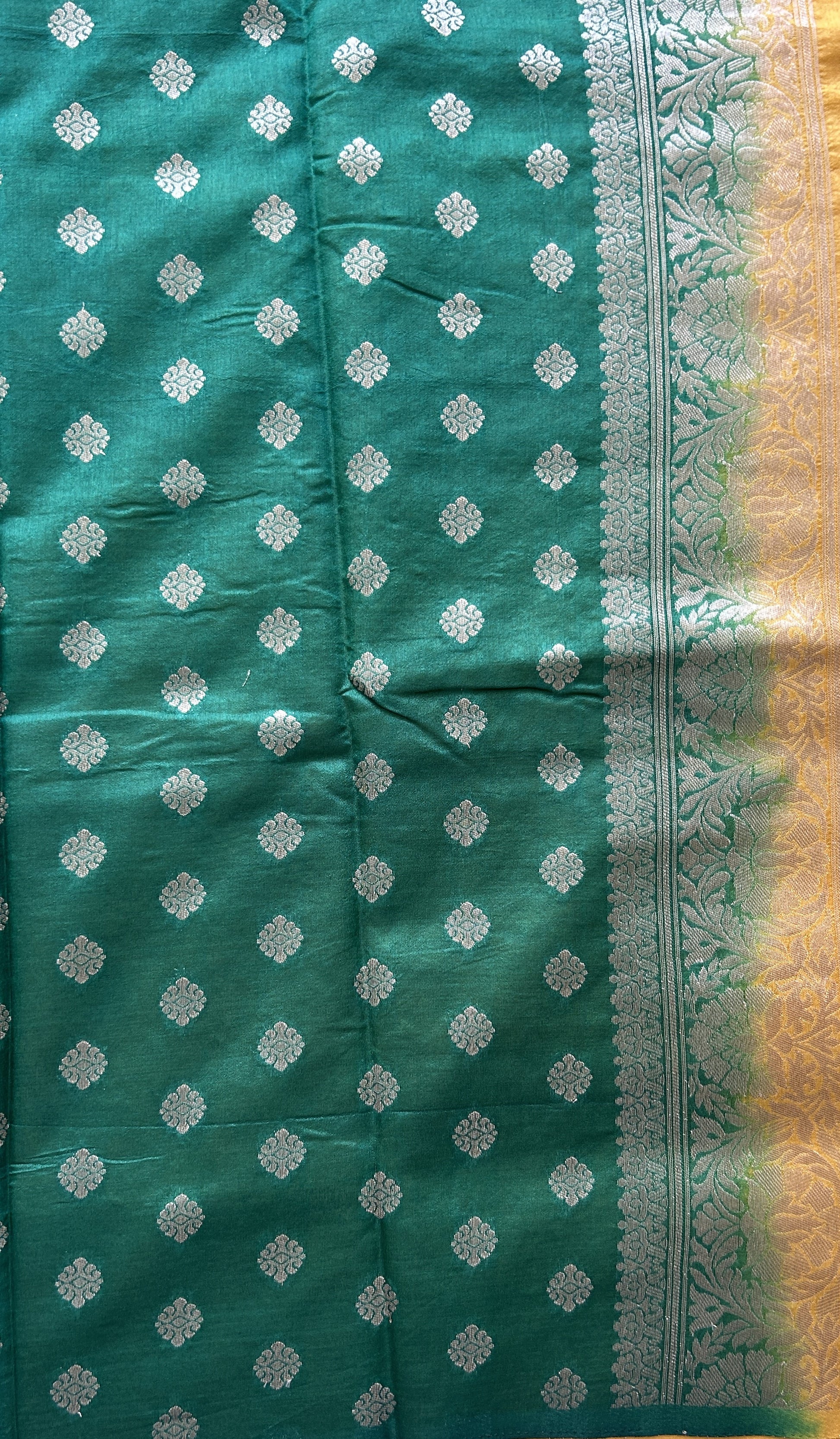 Semi Raw Silk Saree Light Yellow Colored Elegantly Paired with a Zari Border. - Sampradaya Designer Studio