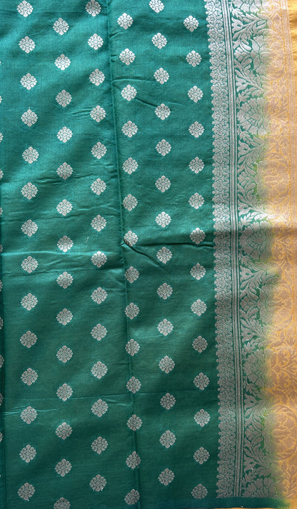 Semi Raw Silk Saree Light Yellow Colored Elegantly Paired with a Zari Border. - Sampradaya Designer Studio