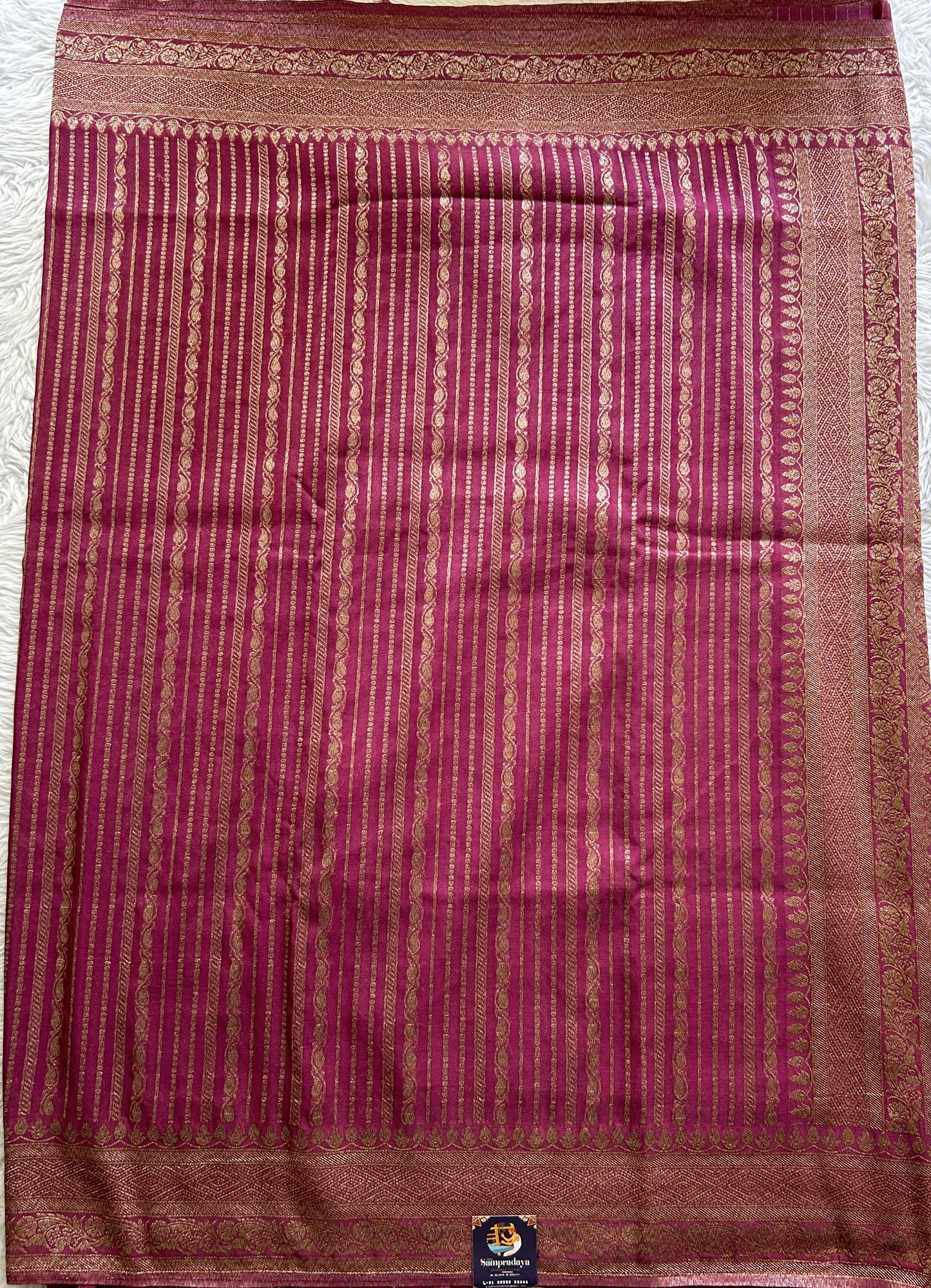 Semi Georgette Saree Onion Pink Colored Complemented with a Zari Border. - Sampradaya Designer Studio