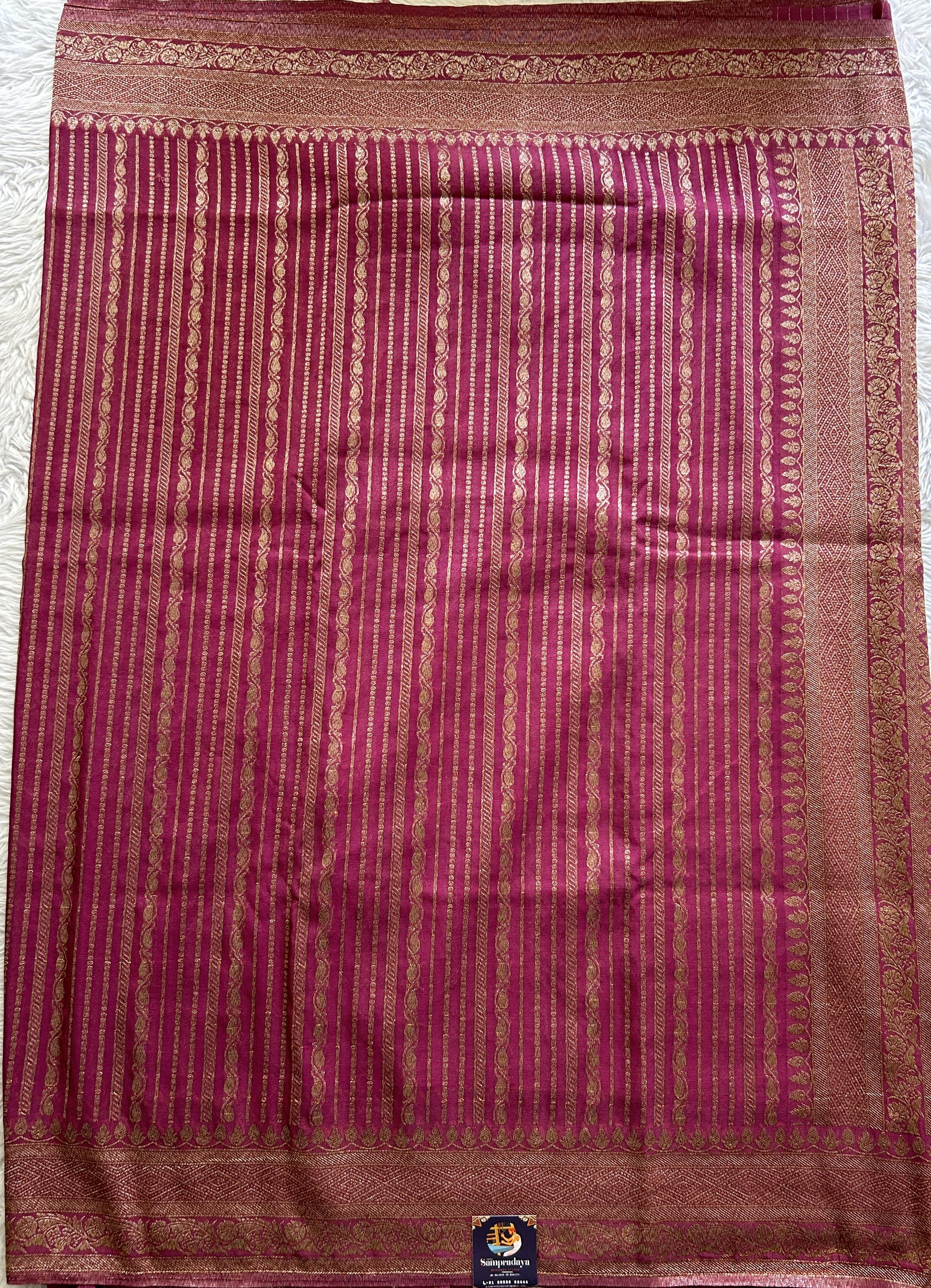 Semi Georgette Saree Onion Pink Colored Complemented with a Zari Border. - Sampradaya Designer Studio