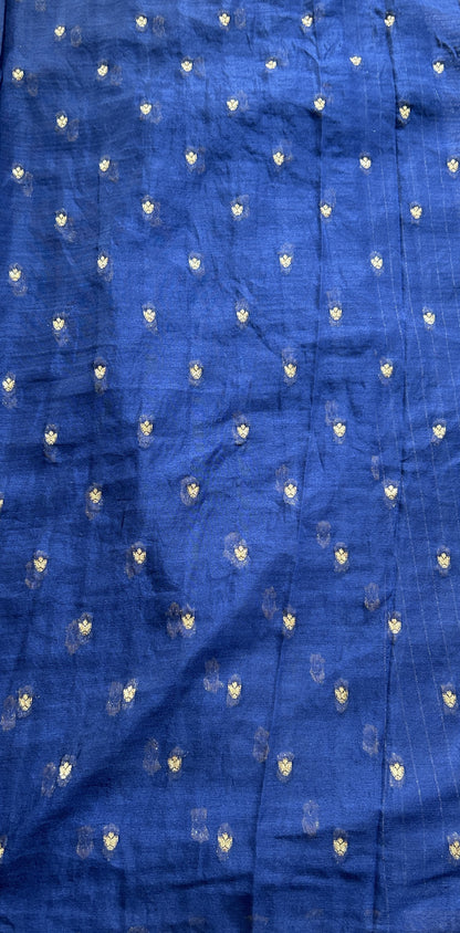 Semi Georgette Saree Ink Blue Colored Complemented with a Zari Border. - Sampradaya Designer Studio