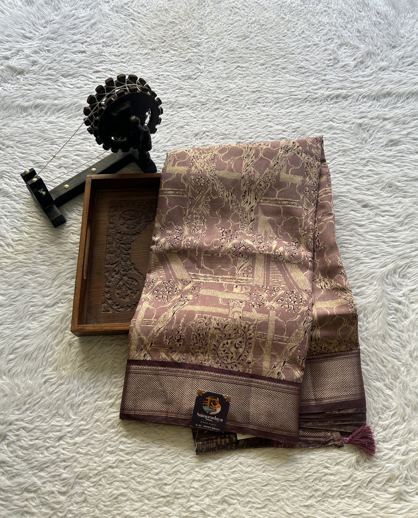 Dola Crepe Saree Light Purple Colored Elegantly Paired with a Zari Border. - Sampradaya Designer Studio