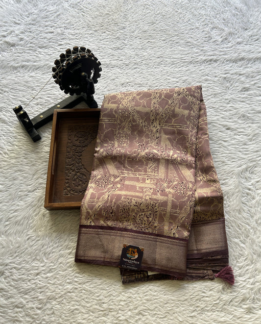 Dola Crepe Saree Light Purple Colored Elegantly Paired with a Zari Border. - Sampradaya Designer Studio