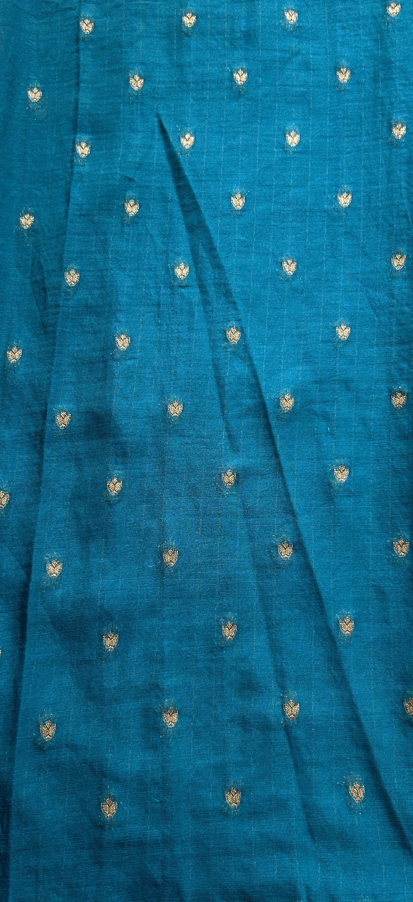 Semi Georgette Saree Turquoise Blue Colored Complemented with a Zari Border. - Sampradaya Designer Studio