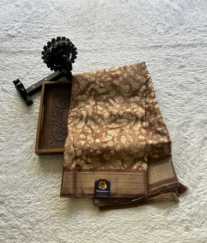 Dola Crepe Saree Russet Colored Elegantly Paired with a Zari Border. - Sampradaya Designer Studio