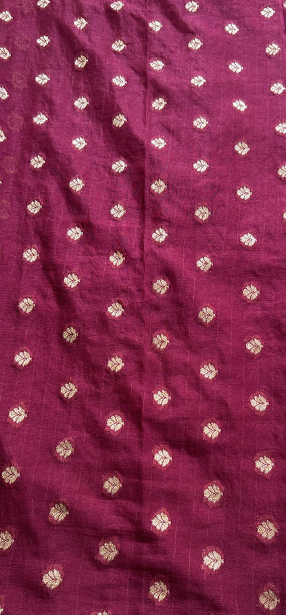 Semi Georgette Saree Magenta Colored Complemented with a Zari Border. - Sampradaya Designer Studio