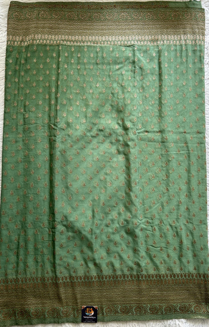 Semi Georgette Saree Sea Green Colored Complemented with a Zari Border. - Sampradaya Designer Studio