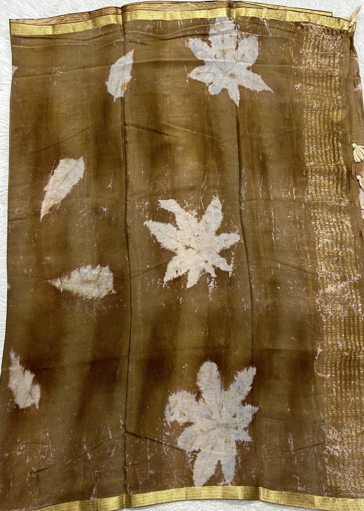Banarasi Crepe silk Saree Brown colored complemented with a Zari border. - Sampradaya Designer Studio