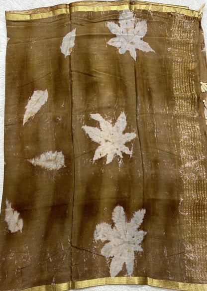 Banarasi Crepe silk Saree Brown colored complemented with a Zari border. - Sampradaya Designer Studio