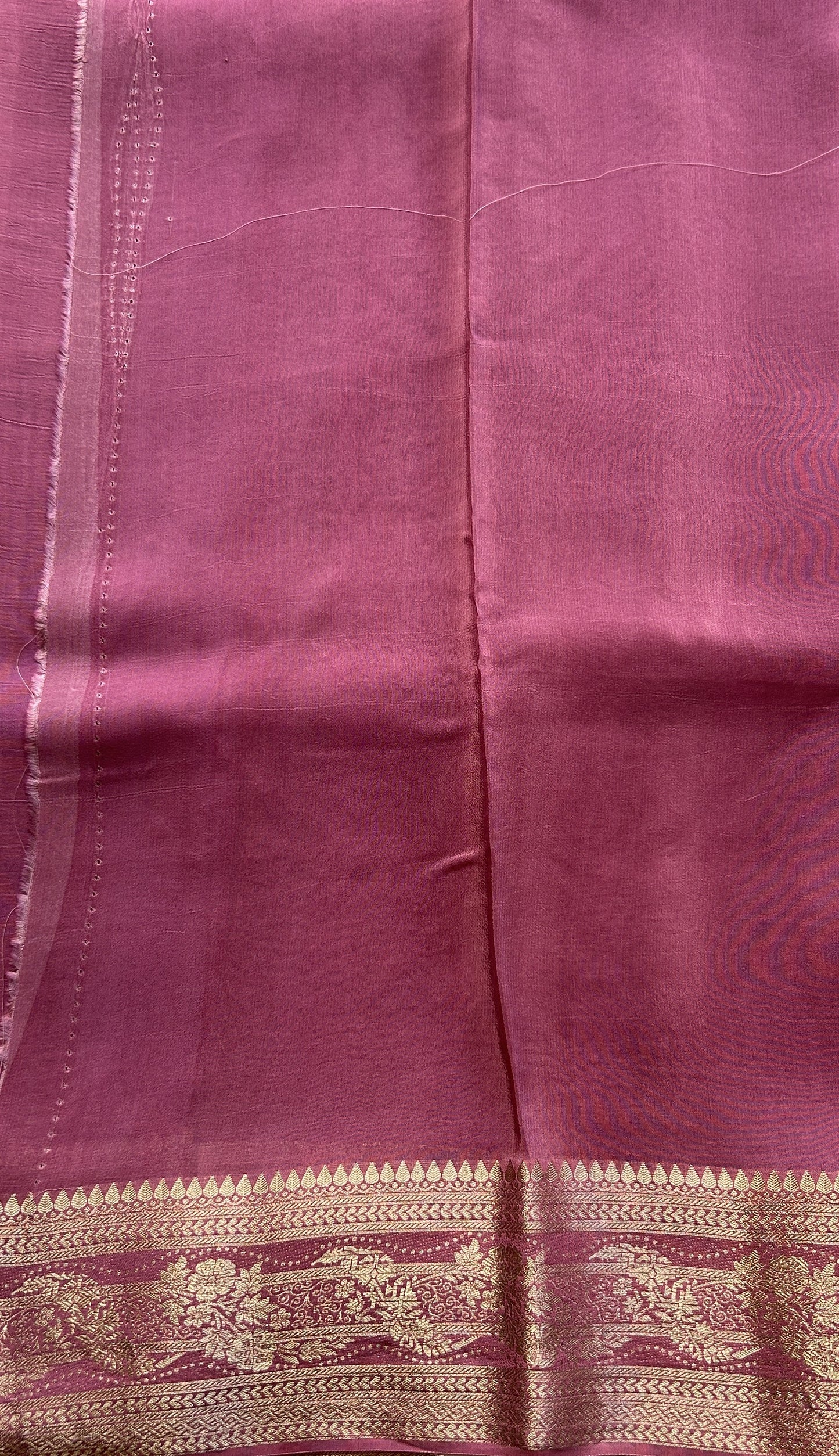 Satin Georgette Saree Pink Colored Elegantly Paired with a Zari Border. - Sampradaya Designer Studio