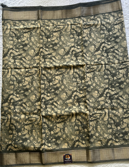 Dola Crepe Saree Gray Colored Elegantly Paired with a Zari Border. - Sampradaya Designer Studio