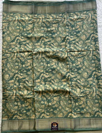 Dola Crepe Saree Ocean Green Colored Elegantly Paired with a Zari Border. - Sampradaya Designer Studio
