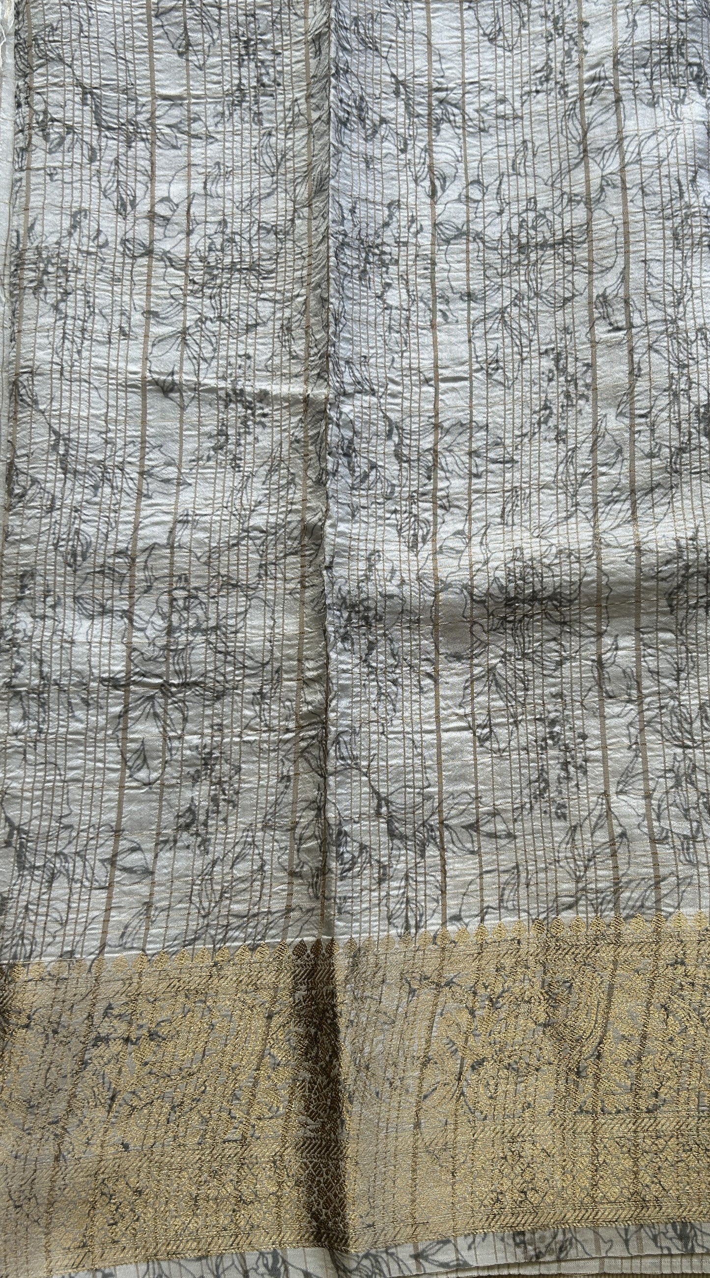 Dola Crepe Saree White Colored Elegantly Paired with a Zari Border. - Sampradaya Designer Studio