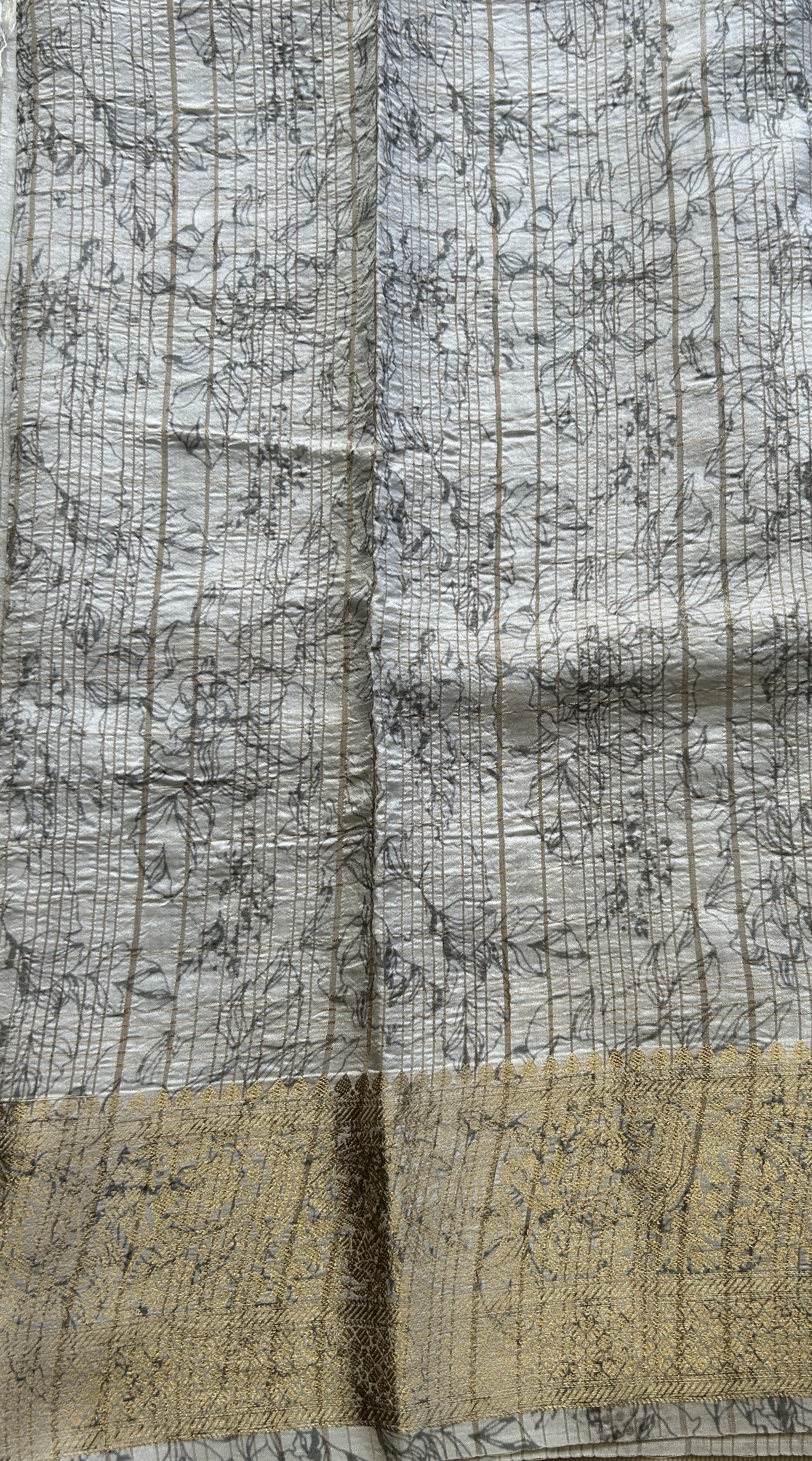 Dola Crepe Saree White Colored Elegantly Paired with a Zari Border. - Sampradaya Designer Studio
