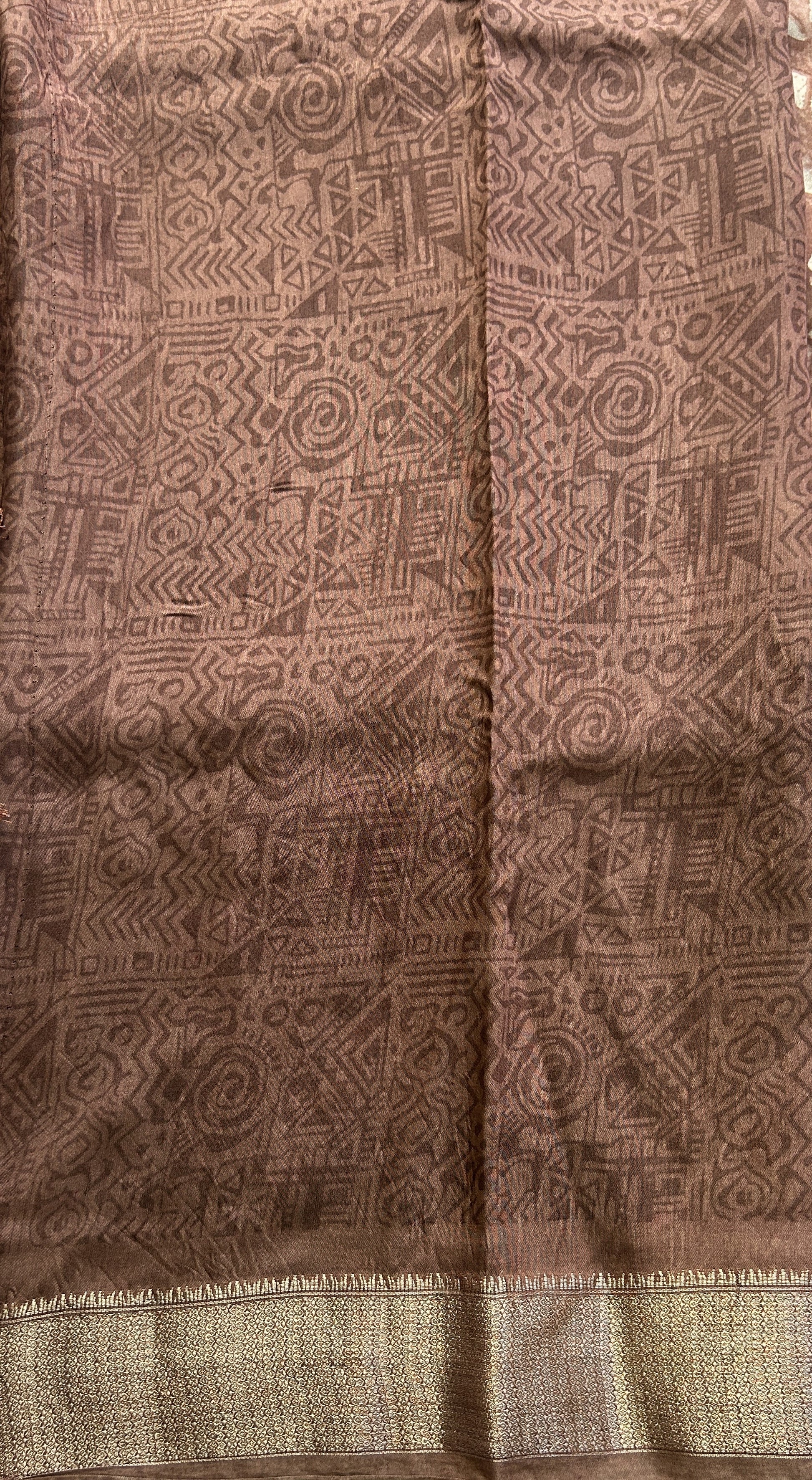 Dola Crepe Saree Russet Colored Elegantly Paired with a Zari Border. - Sampradaya Designer Studio