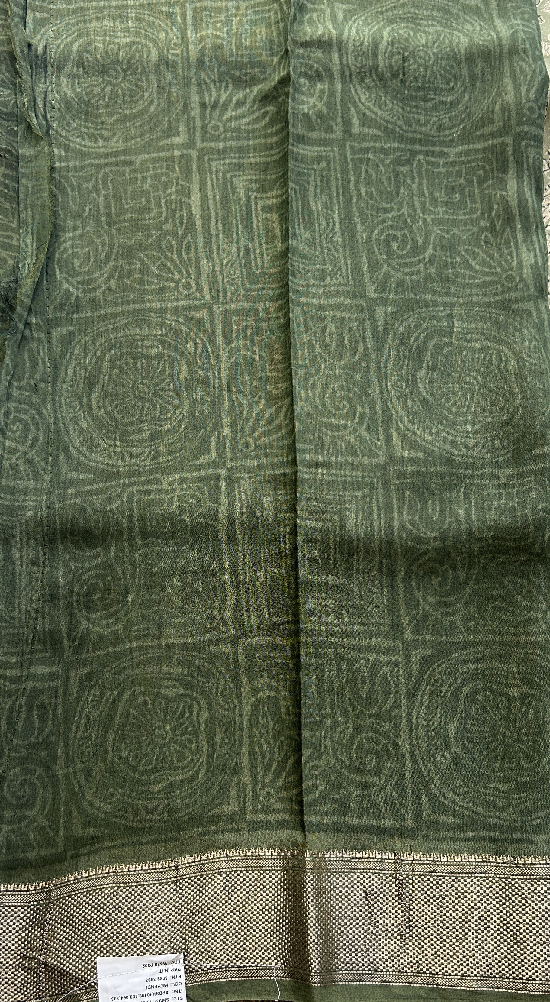 Dola Crepe Saree Light Green Colored Elegantly Paired with a Zari Border. - Sampradaya Designer Studio