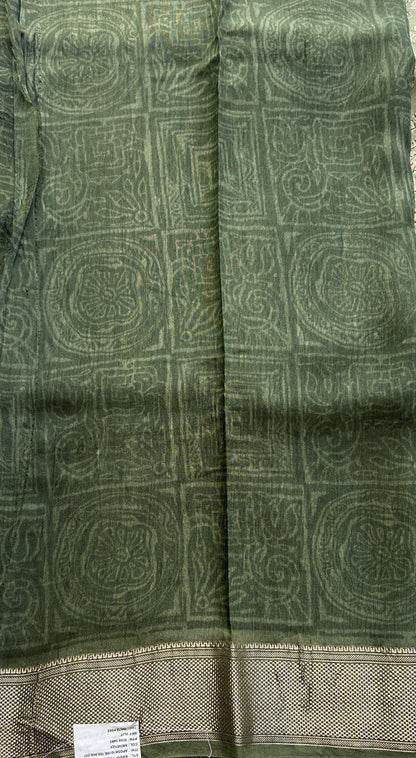 Dola Crepe Saree Light Green Colored Elegantly Paired with a Zari Border. - Sampradaya Designer Studio