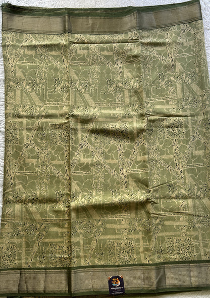 Dola Crepe Saree Light Green Colored Elegantly Paired with a Zari Border. - Sampradaya Designer Studio