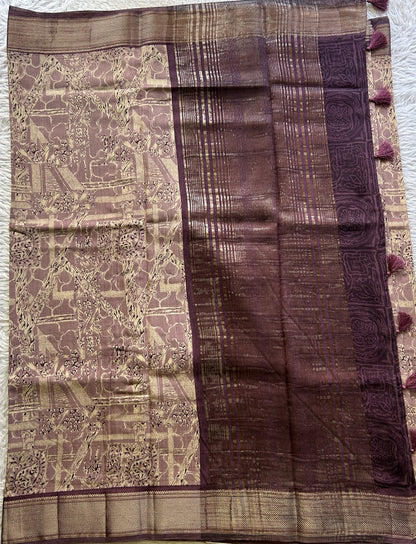 Dola Crepe Saree Light Purple Colored Elegantly Paired with a Zari Border. - Sampradaya Designer Studio